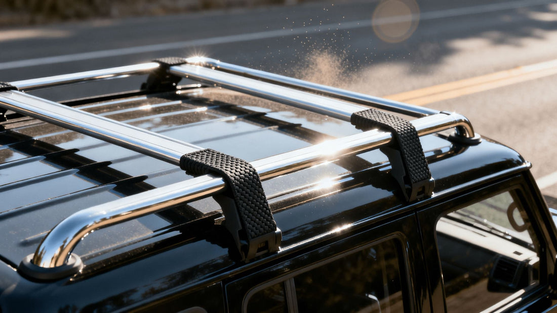 Schwarzer SUV mit Dachträger